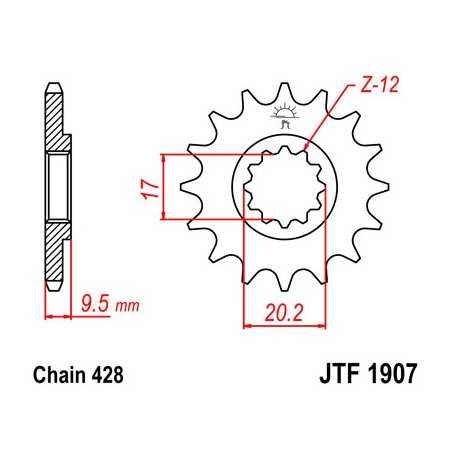 JT SPROCKETS Piñon ataque transmision delantero F1907