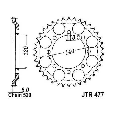 JT SPROCKETS Corona plato transmision trasero R477