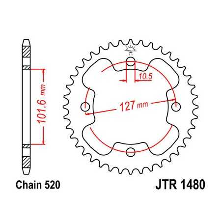 JT SPROCKETS Corona plato transmision trasero R1480