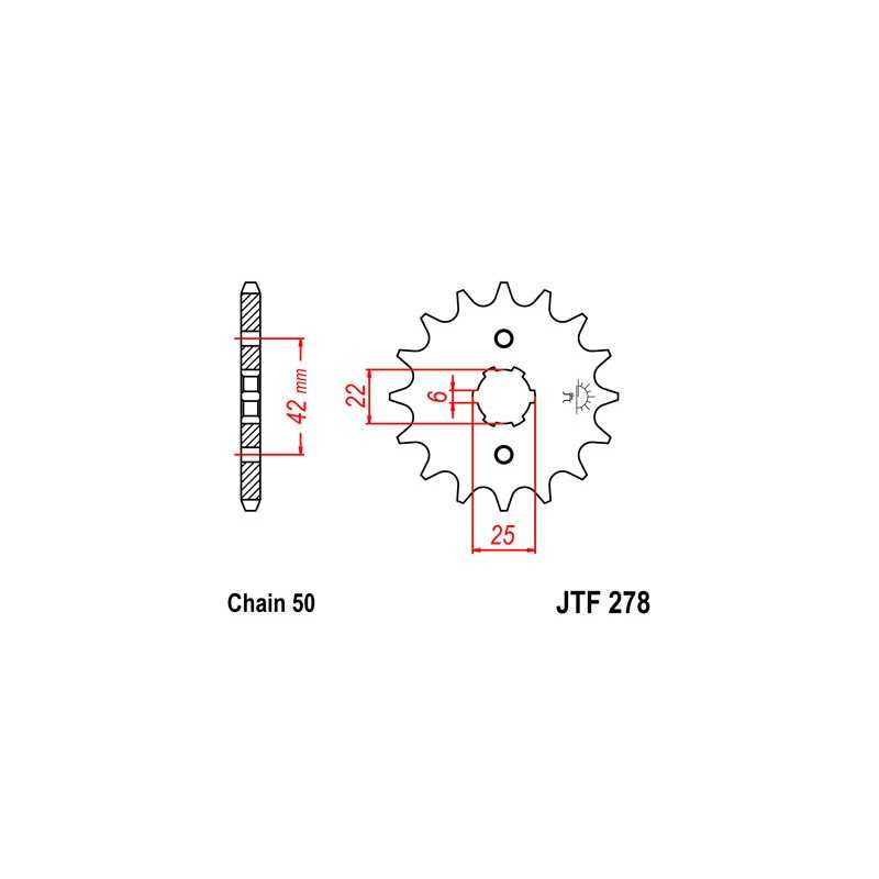 JT SPROCKETS Piñon ataque transmision delantero F278