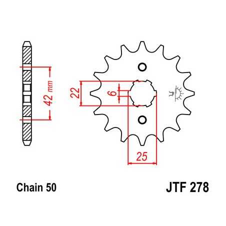 JT SPROCKETS Piñon ataque transmision delantero F278