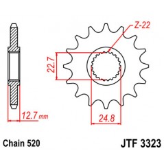 Pinion, attack, transmission front