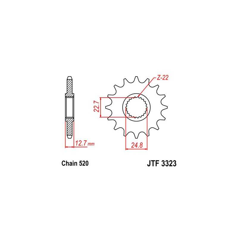 Pinion, attack, transmission front
