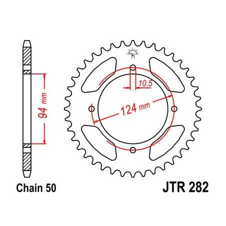 JT SPROCKETS Corona plato transmision trasero R282