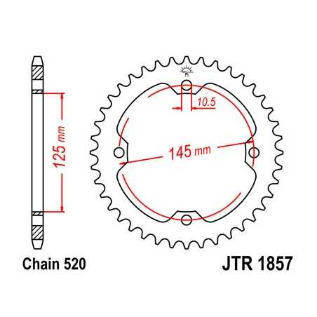 JT SPROCKETS Corona plato transmision trasero R1857