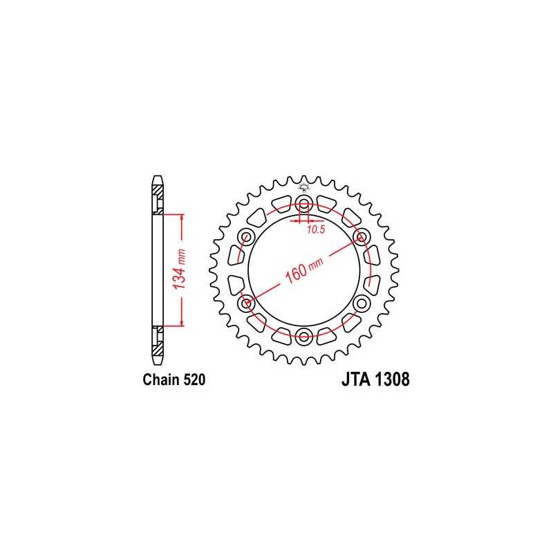 JT SPROCKETS Corona plato transmision trasero A1308
