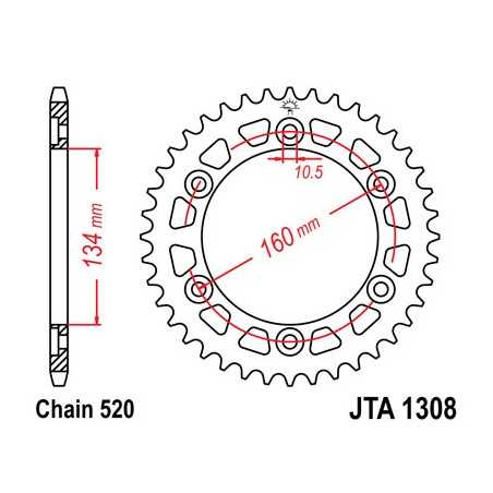 JT SPROCKETS Corona plato transmision trasero A1308