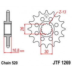 JT SPROCKETS Piñon ataque transmision delantero F1269