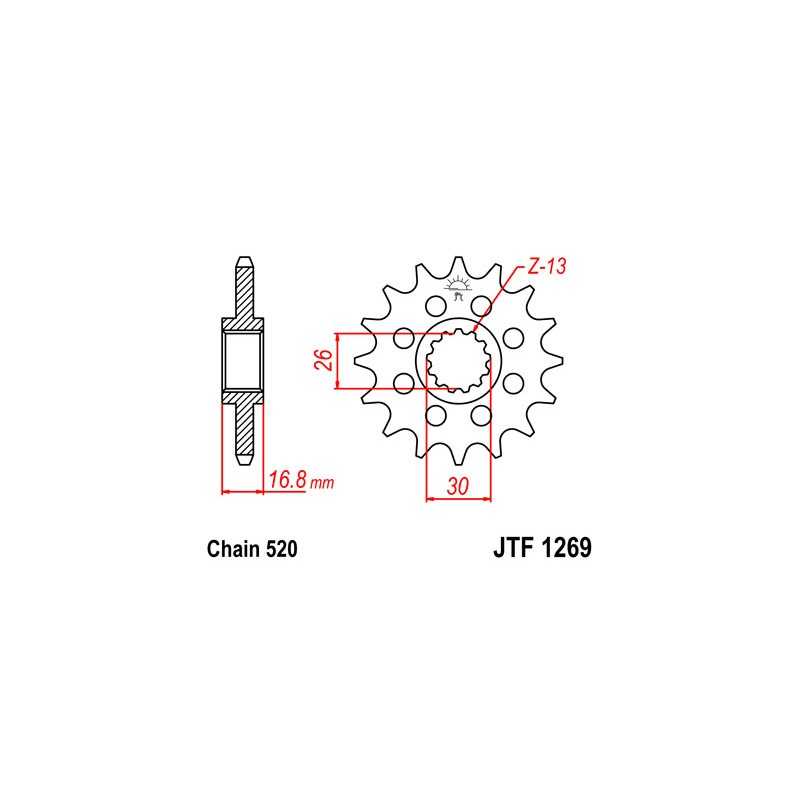 JT SPROCKETS Piñon ataque transmision delantero F1269