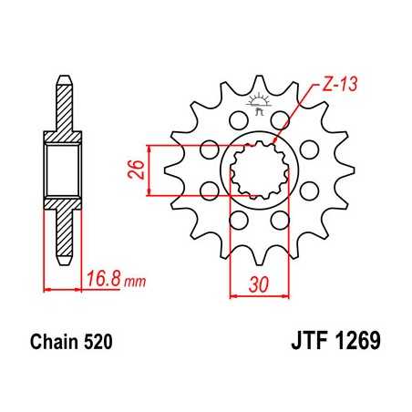 JT SPROCKETS Piñon ataque transmision delantero F1269