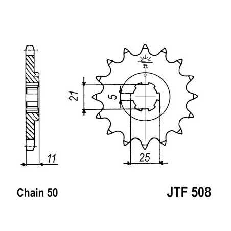 JT SPROCKETS Piñon ataque transmision delantero F508