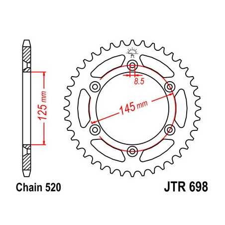 JT SPROCKETS Corona plato transmision trasero R698