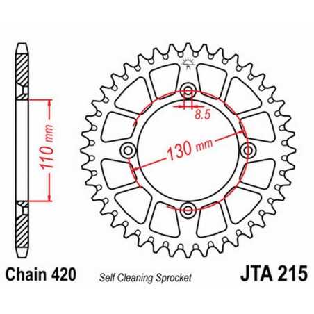 JT SPROCKETS Corona plato transmision trasero aluminio 215 A215