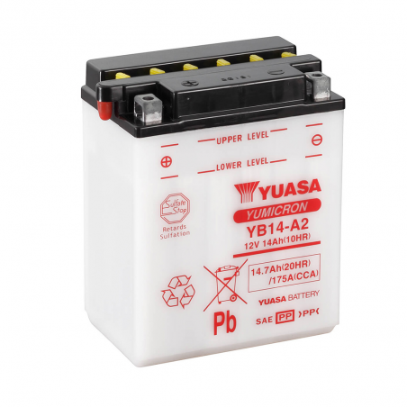 YUASA YB14-A2 Combipack Battery (with electrolyte) - Replaces 6N6-3B 61353