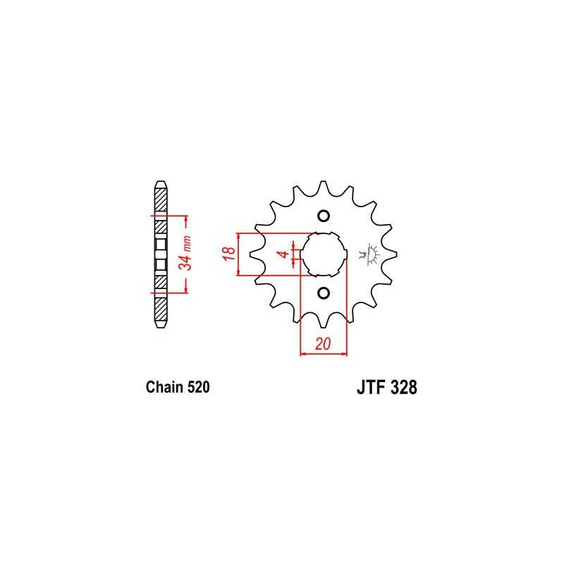 JT SPROCKETS Piñon ataque transmision delantero F328