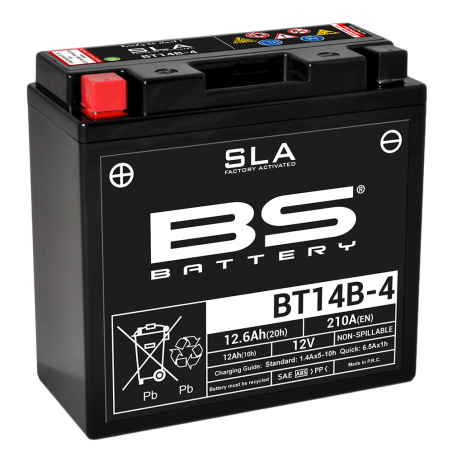 BS BATTERY Bateria SLA BT14B-4 (FA) de alta potencia para motos con multitud dispositivos electrónicos 35827