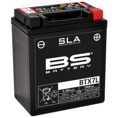 BS BATTERY Bateria SLA BTX7L (FA) YTX7L, YTZ8V - Sin Mantenimiento Activada de Fábrica 12V 6Ah 35830