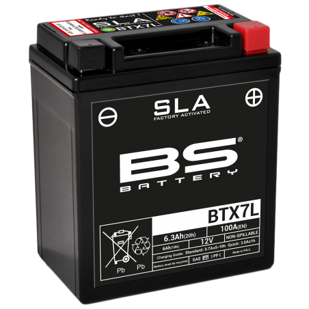 BS BATTERY SLA BTX7L (FA) YTX7L, YTZ8V - Maintenance Free Factory Activated 12V 6Ah 35830