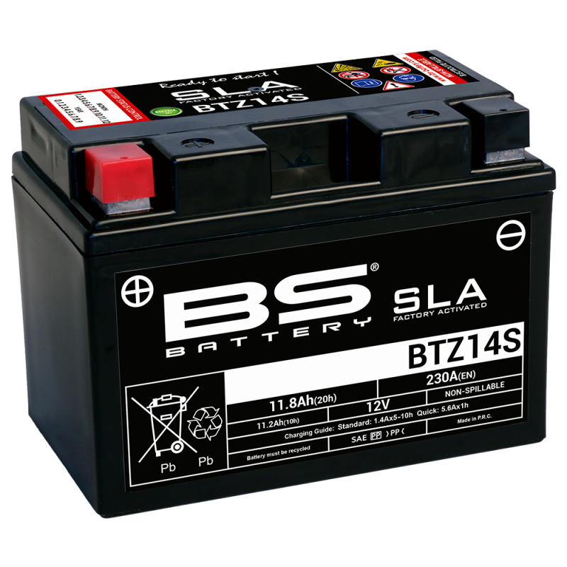BS BATTERY Batería SLA BTZ14S (FA) para motos de motor grande con dispositivos electrónicos - 36079