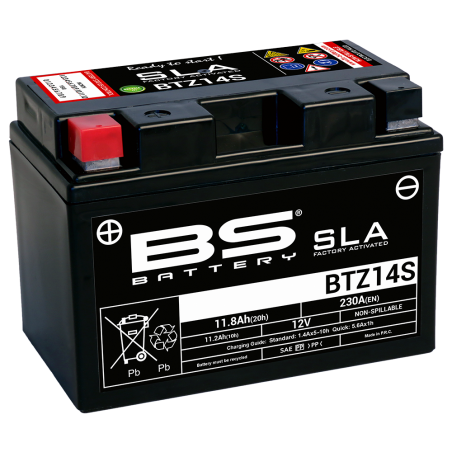 BS BATTERY Batería SLA BTZ14S (FA) para motos de motor grande con dispositivos electrónicos - 36079