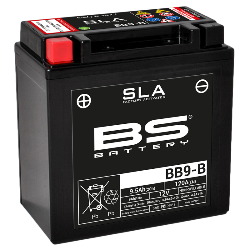 BS BATTERY Batería SLA Max para motos con motor grande - Modelo BB9-B (FA) 35850