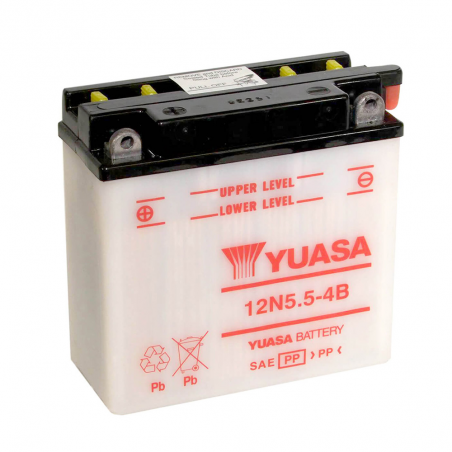 YUASA BATERIA 12N5.5-4B Dry charged (sin electrolito) 61381