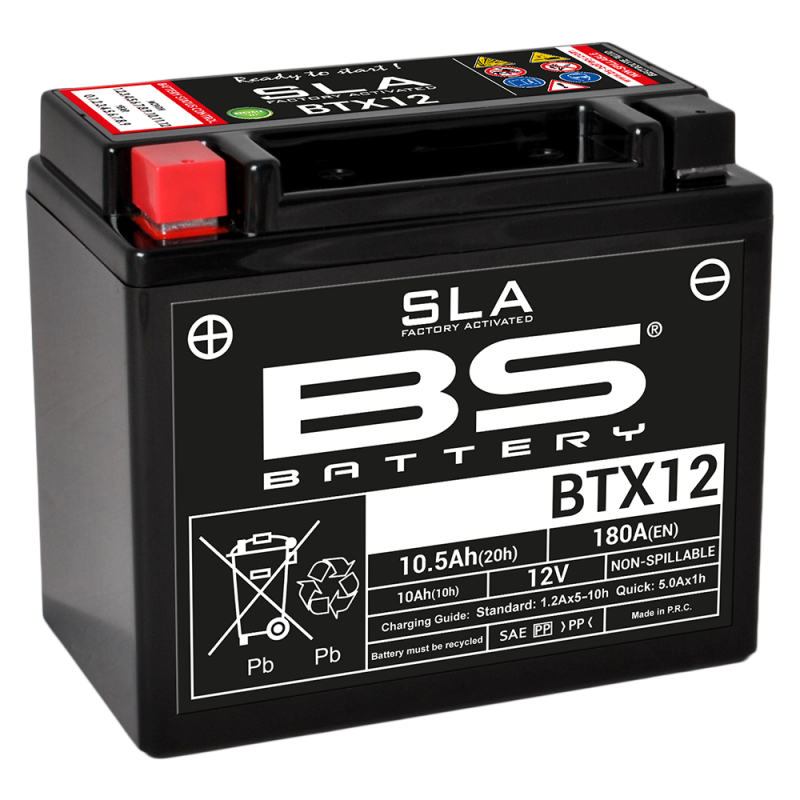 BS BATTERY Batería SLA Max BTX12 (FA) - Activada de fábrica y sin mantenimiento Tecnología AGM Mayor potencia vida útil 35834