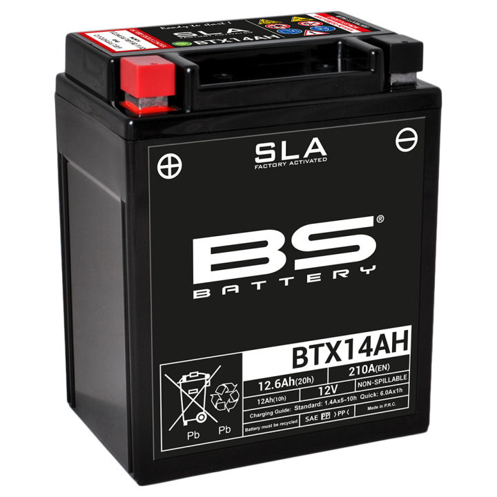 SLA Max BTX14AH (FA) battery for motorcycles with large engines and electronic devices