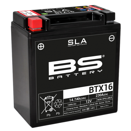 BS BATTERY Bateria SLA BTX16 (FA) Max para motos con motor grande y dispositivos electrónicos 35838