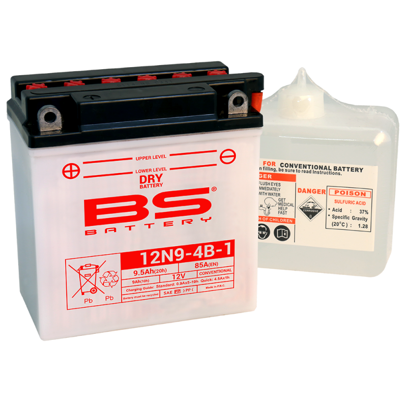 BS BATTERY Batería de moto 12N9-4B-1 con tecnología plomo-ácido 14848