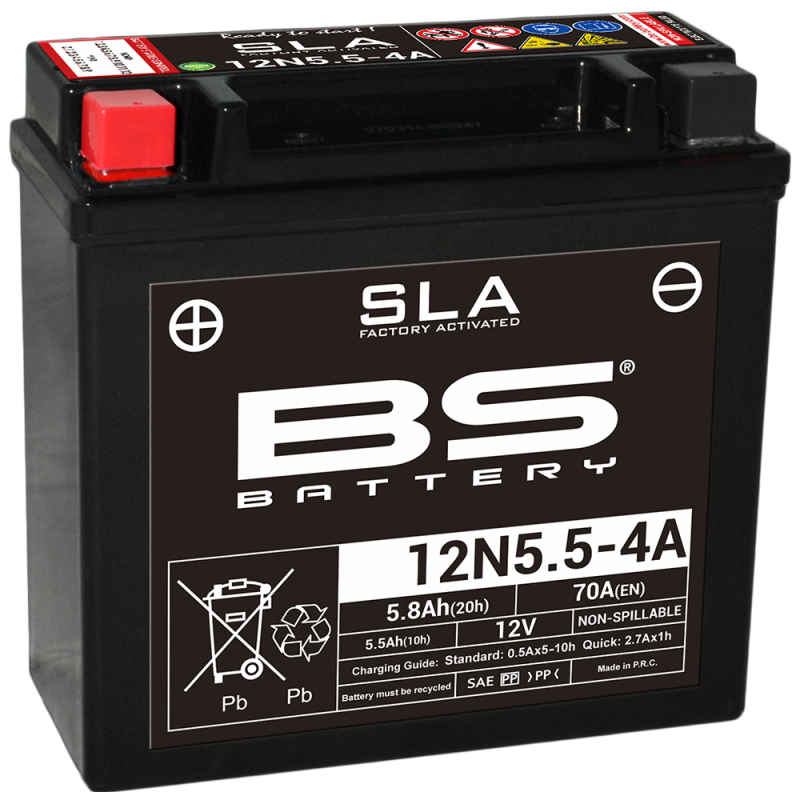 BS BATTERY Batería SLA 12N5.5-4A (FA) para motos de alto rendimiento con dispositivos electrónicos 35844