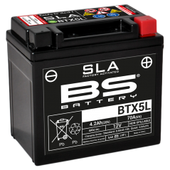 BS BATTERY Batería de moto SLA Max BTX5L (FA) AGM, libre mantenimiento y respetuosa con el medio ambiente 35598