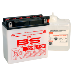 BS BATTERY Bateria 12N5 5-3B, Con Electrolito y Nuevo Modelo Mejorado 14844
