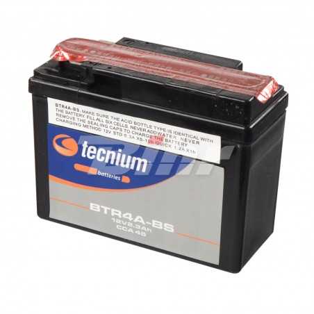 TECNIUM BTR4A-BS maintenance-free 12V battery for motorcycles and replaces models YTR4A-BS 329795