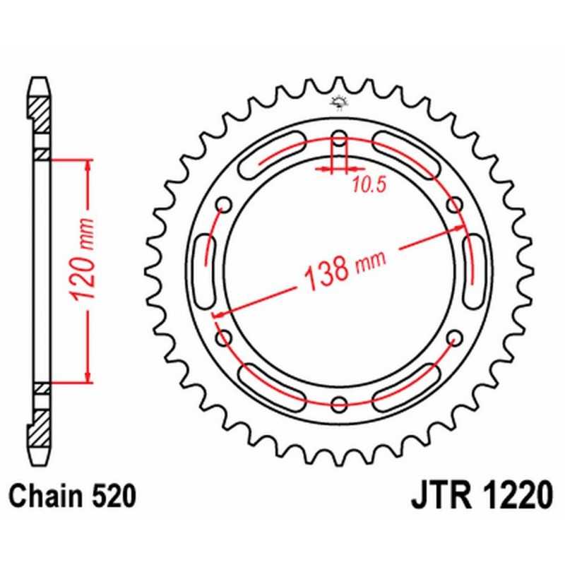 JT SPROCKETS Corona plato transmision trasero R1220