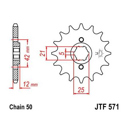 JT SPROCKETS Piñon ataque transmision delantero F571