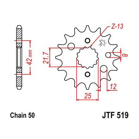JT SPROCKETS Piñon ataque transmision delantero HFA4503 F519