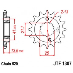 JT SPROCKETS Piñon ataque transmision delantero F1307