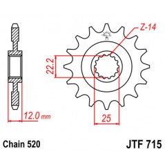 JT SPROCKETS Piñon ataque transmision delantero F715