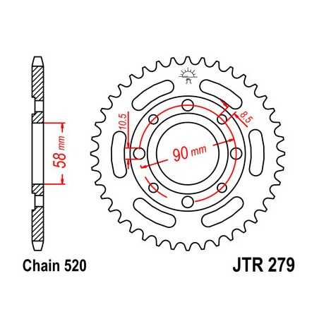 JT SPROCKETS Corona plato transmision trasero R279