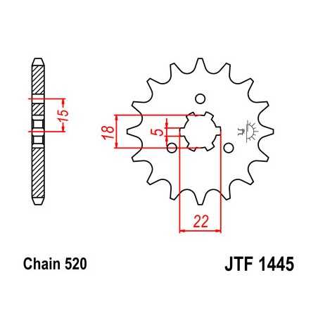 JT SPROCKETS Piñon ataque transmision delantero F1445