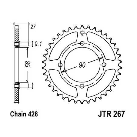 JT SPROCKETS Corona plato transmision trasero R267