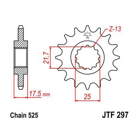 JT SPROCKETS Piñon ataque transmision delantero F297