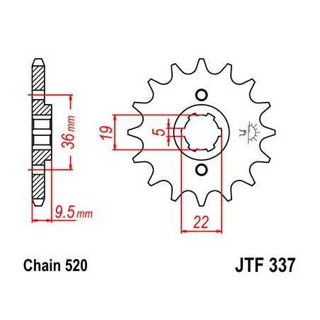 JT SPROCKETS Piñon ataque transmision delantero F337