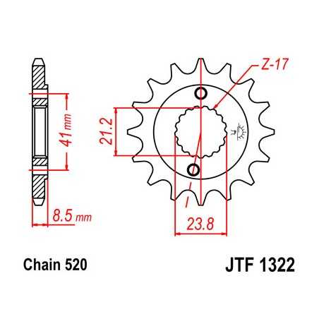 JT SPROCKETS Piñon ataque transmision delantero F1322