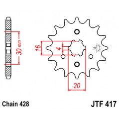 JT SPROCKETS Piñon ataque transmision delantero F417