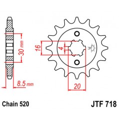 JT SPROCKETS Piñon ataque transmision delantero F718