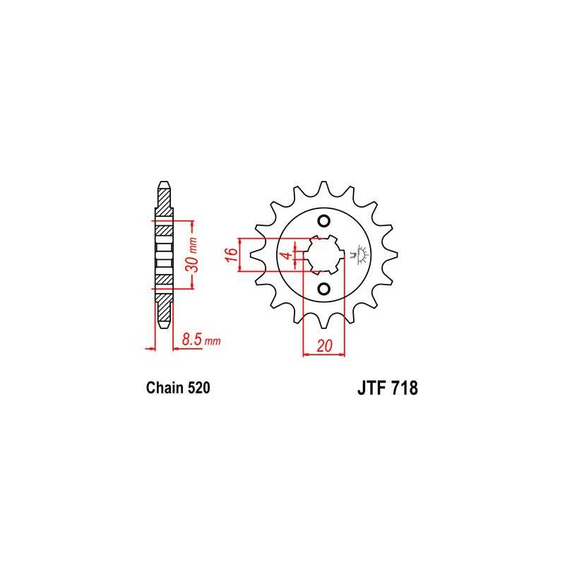 JT SPROCKETS Piñon ataque transmision delantero F718
