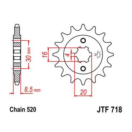 JT SPROCKETS Piñon ataque transmision delantero F718