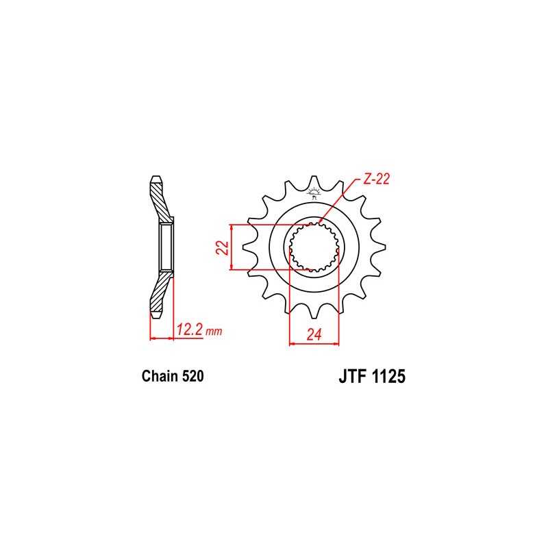 JT SPROCKETS Piñon ataque transmision delantero F1125